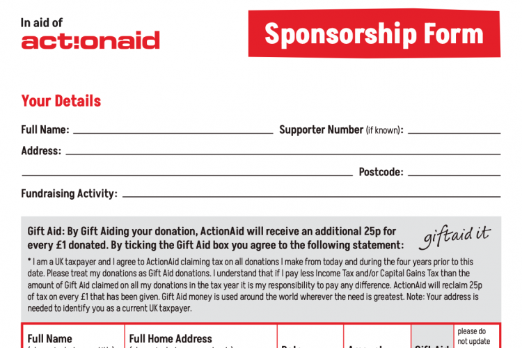 Sponsorship form fundraising resources